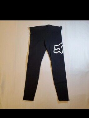 Fox Racing Moto Leggings Womens Size Medium Black Casual MX Fox Head Logo